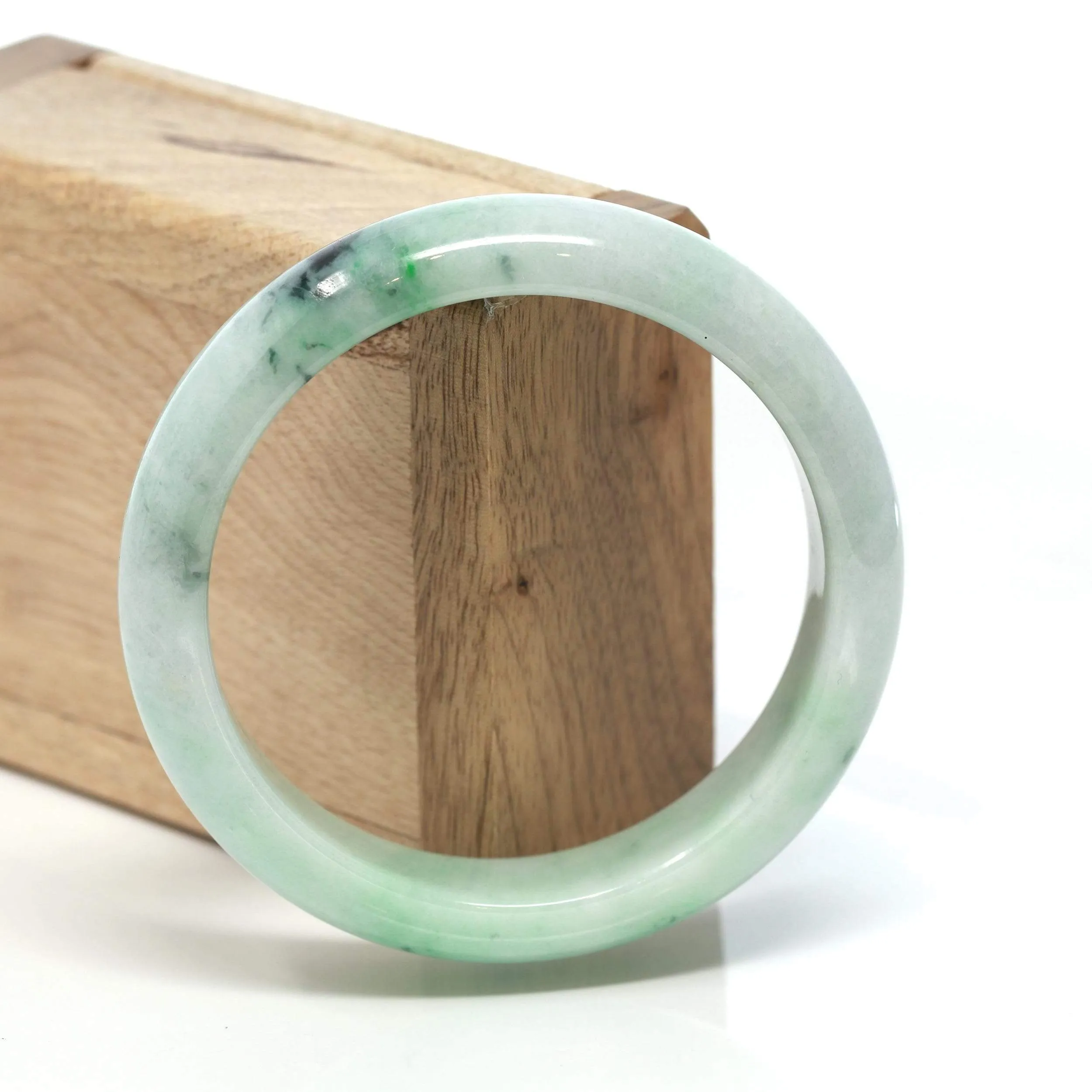 RealJade® Co. "Classic Bangle" Genuine Burmese Green Jadeite Jade Bangle Bracelet (58.41 mm) #175