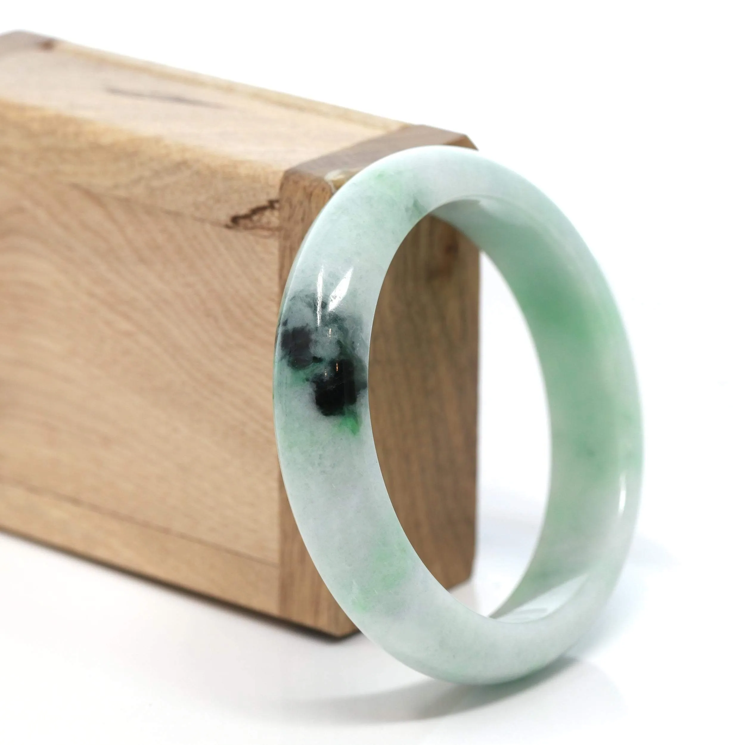 RealJade® Co. "Classic Bangle" Genuine Burmese Green Jadeite Jade Bangle Bracelet (58.41 mm) #175