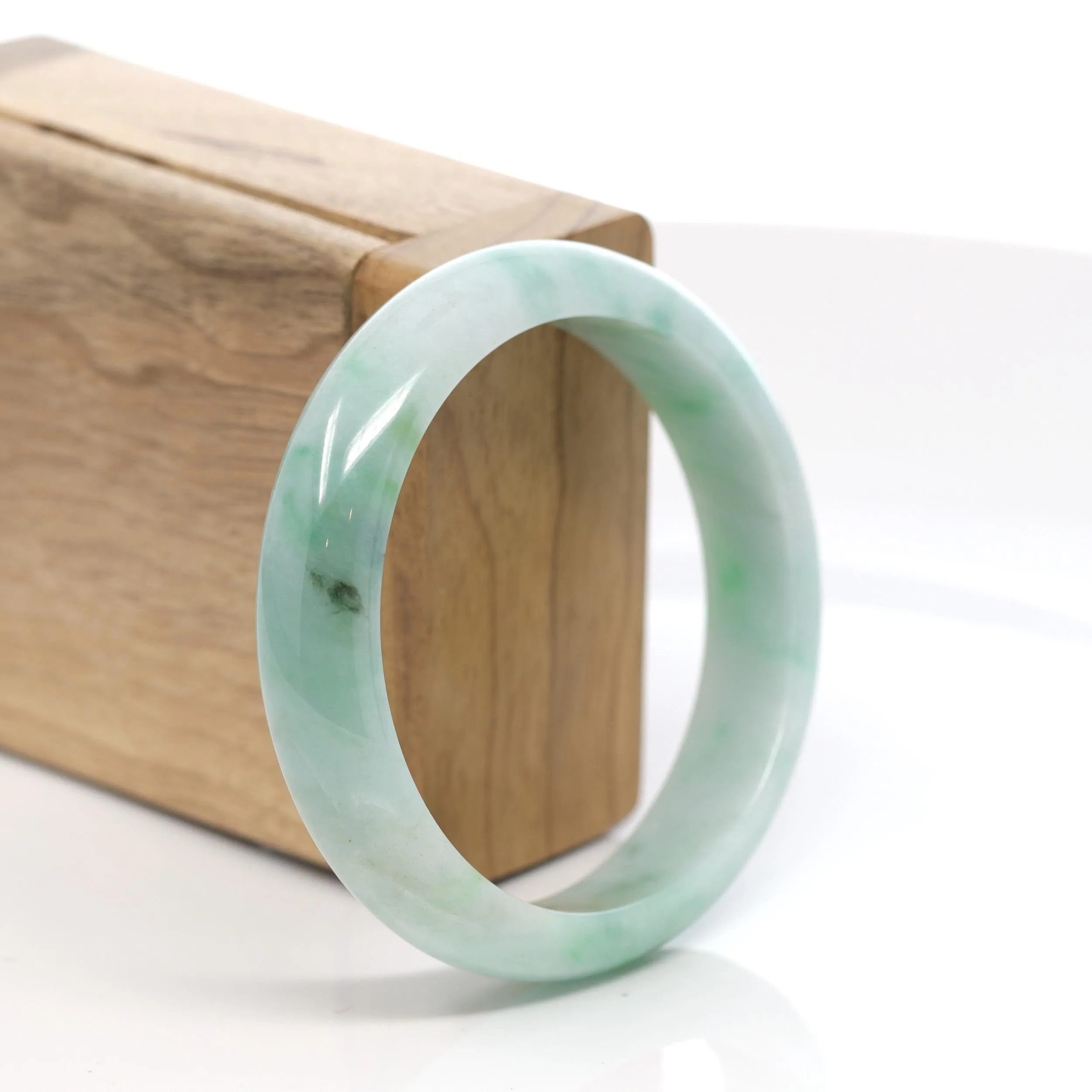 RealJade® Co. "Classic Bangle" Genuine Burmese Green Jadeite Jade Bangle Bracelet (58.6 mm) T165