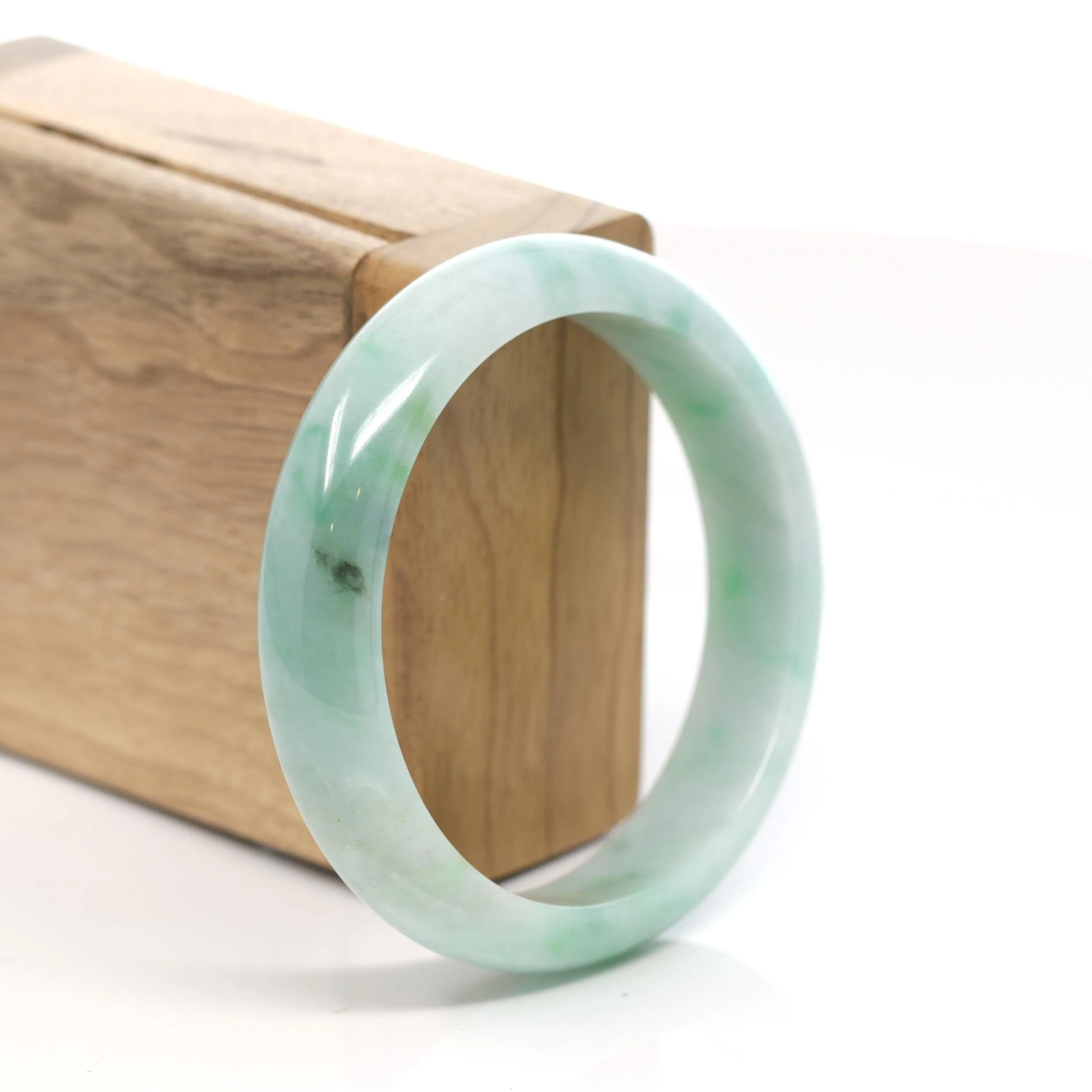RealJade® Co. "Classic Bangle" Genuine Burmese Green Jadeite Jade Bangle Bracelet (58.6 mm) T165