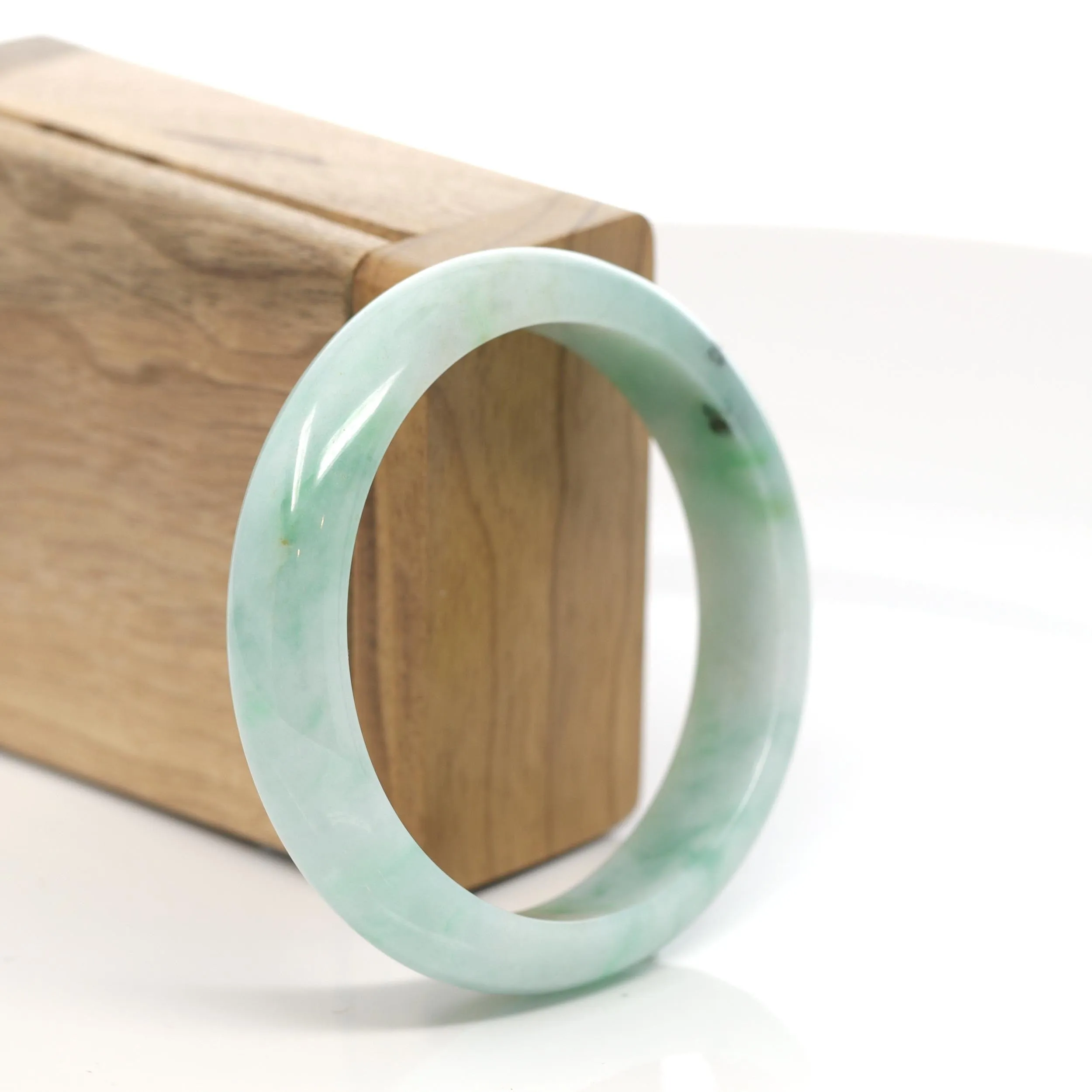 RealJade® Co. "Classic Bangle" Genuine Burmese Green Jadeite Jade Bangle Bracelet (58.6 mm) T165