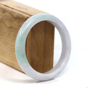 RealJade® Co. "Classic Bangle" Genuine Burmese Lavender Green Jadeite Jade Bangle Bracelet (58.47mm) #T229