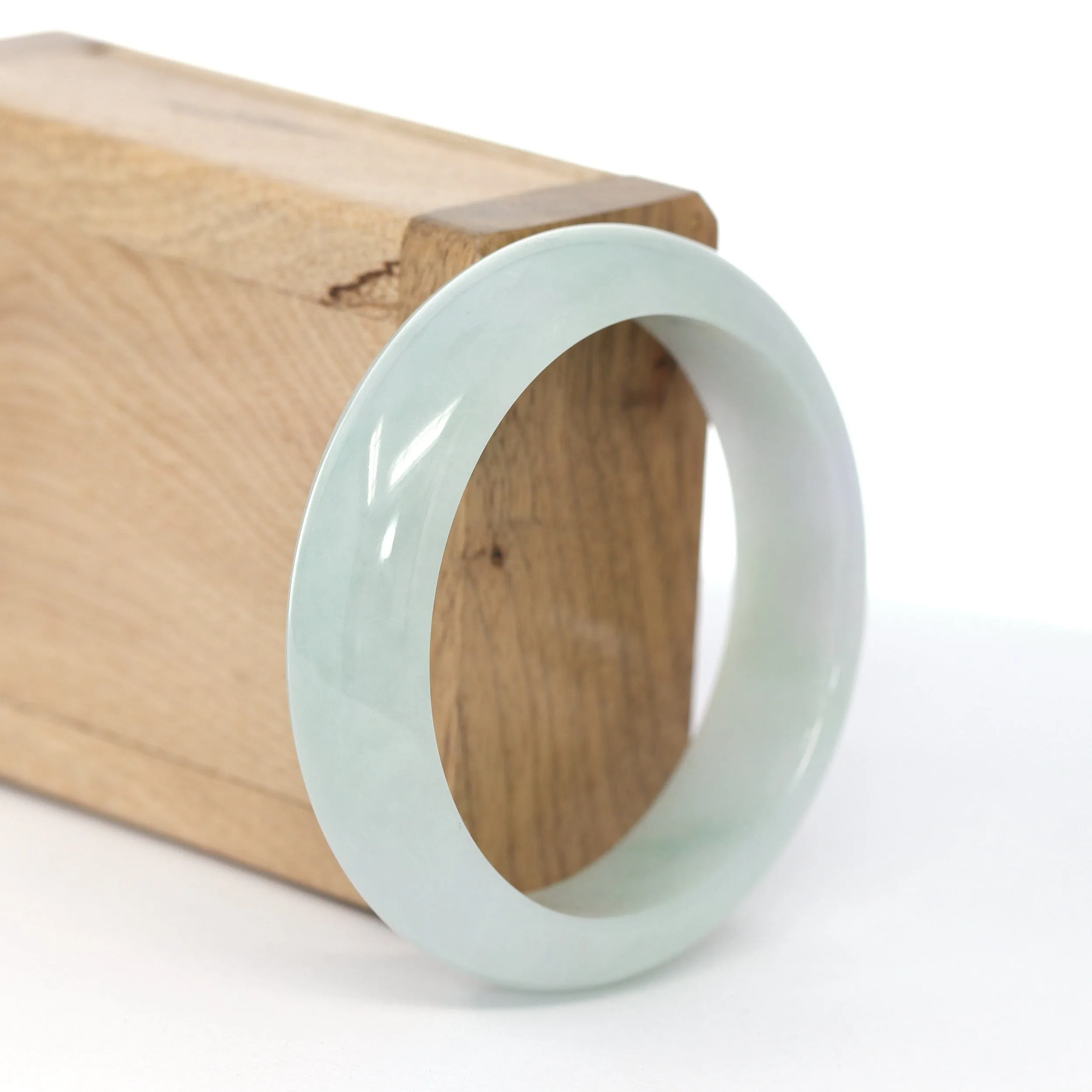 RealJade® Co. "Classic Bangle" Natural Burmese Ice Jadeite Jade Bangle (55 mm) #614