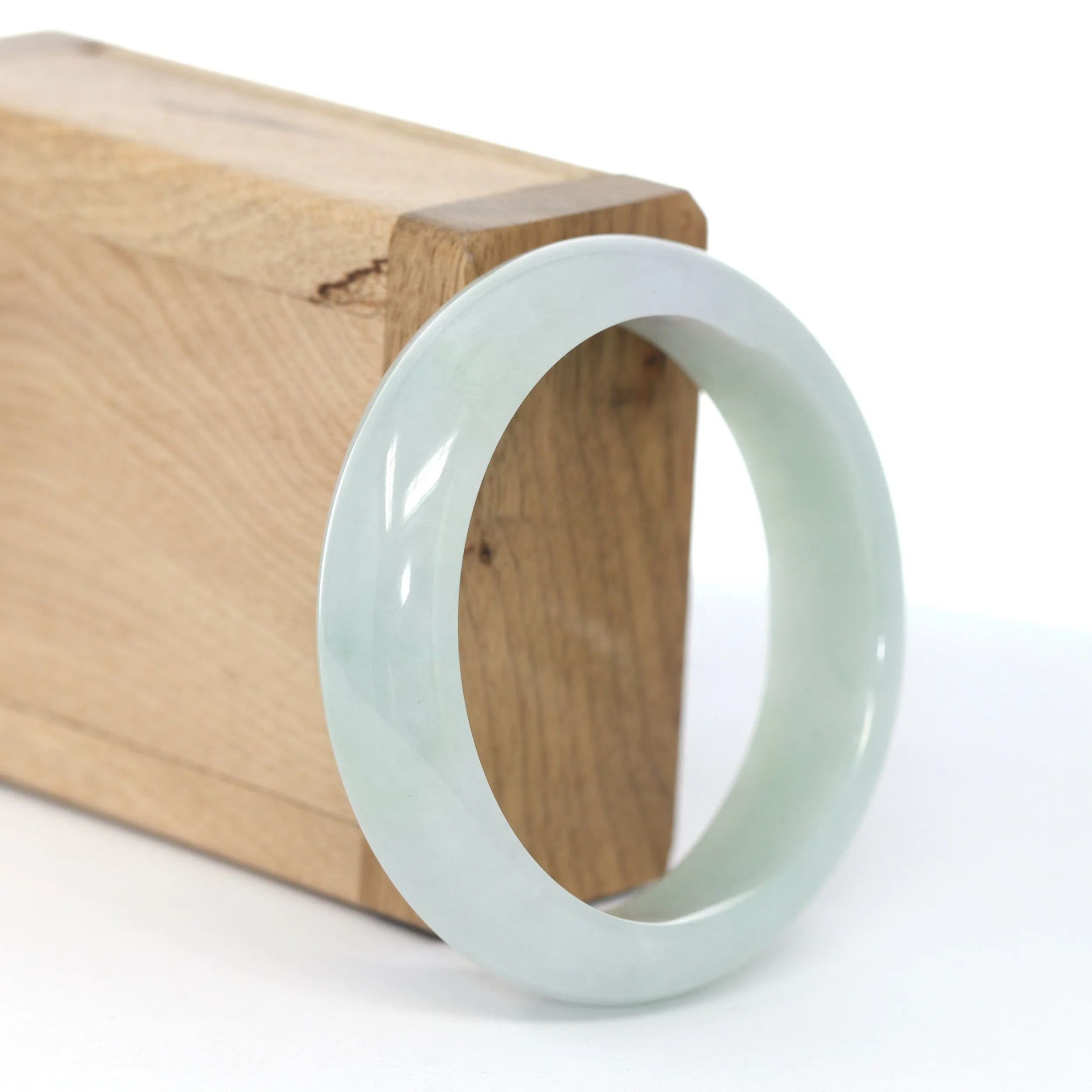 RealJade® Co. "Classic Bangle" Natural Burmese Ice Jadeite Jade Bangle (55 mm) #614