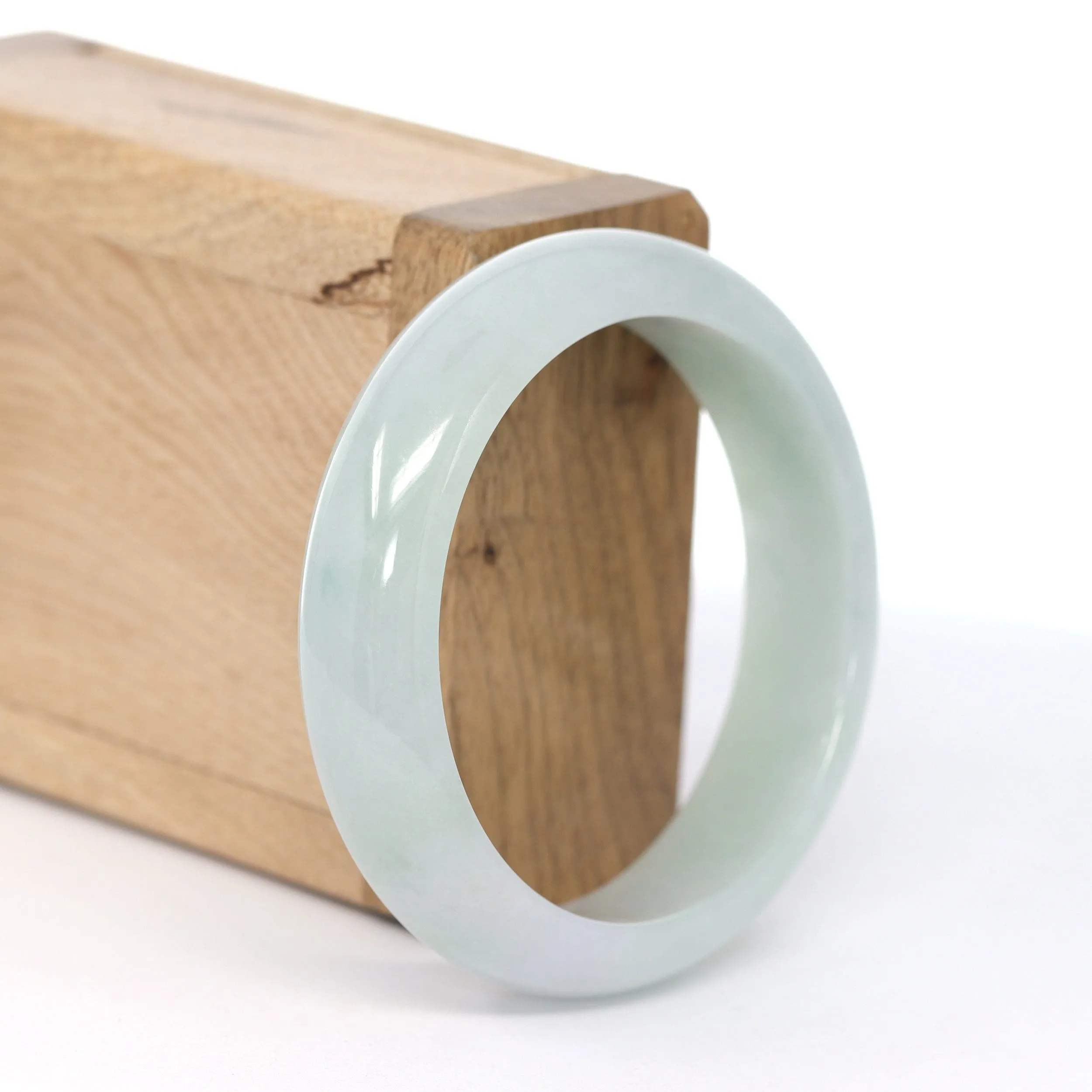 RealJade® Co. "Classic Bangle" Natural Burmese Ice Jadeite Jade Bangle (55 mm) #614