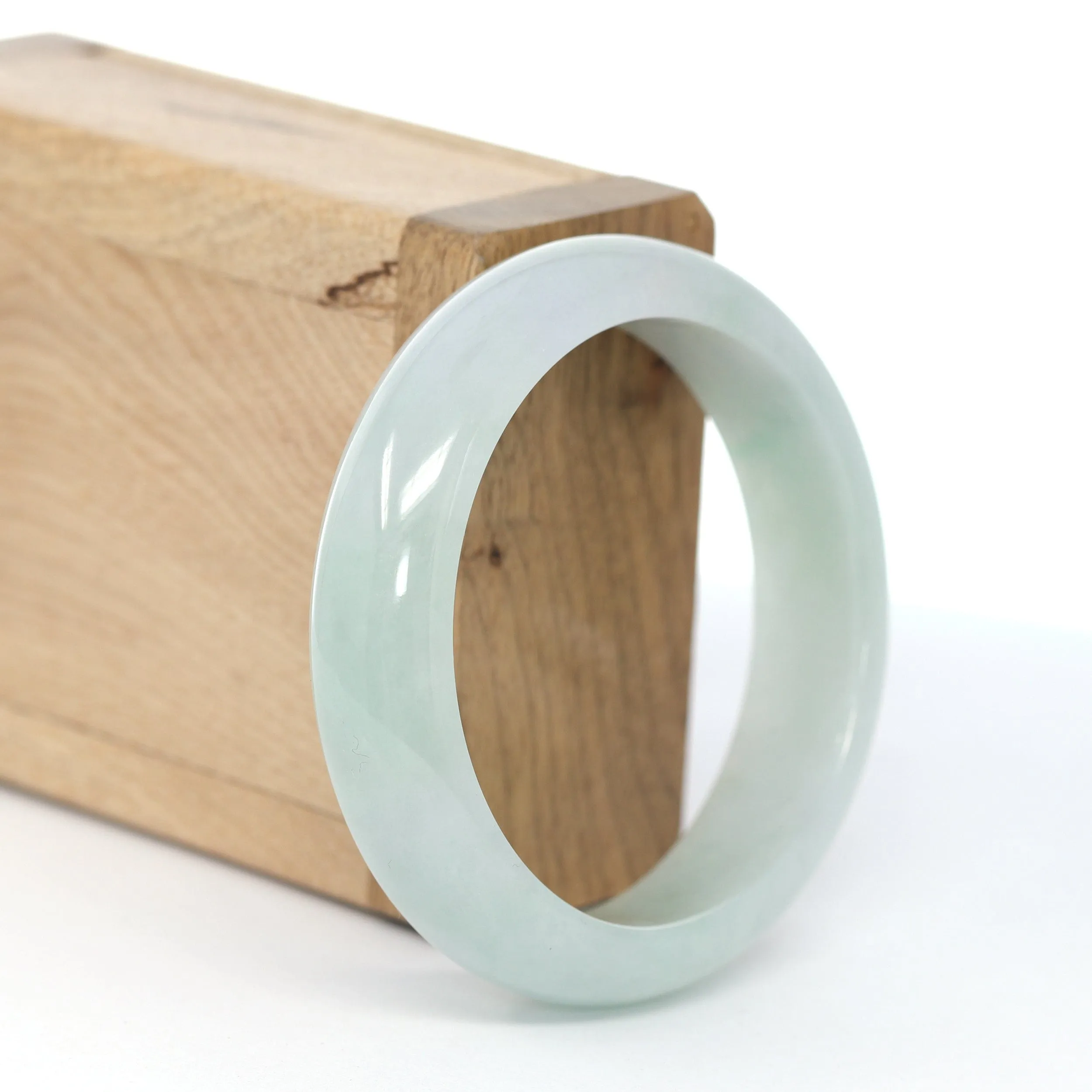 RealJade® Co. "Classic Bangle" Natural Burmese Ice Jadeite Jade Bangle (55 mm) #614