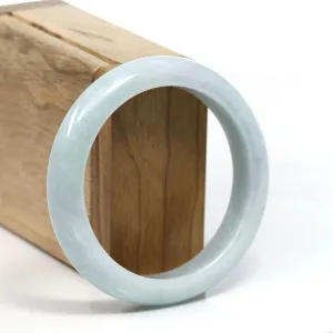RealJade Co.® "Classic" Genuine Jadeite Jade White-Green Bangle Bracelet (56.65mm) #T296