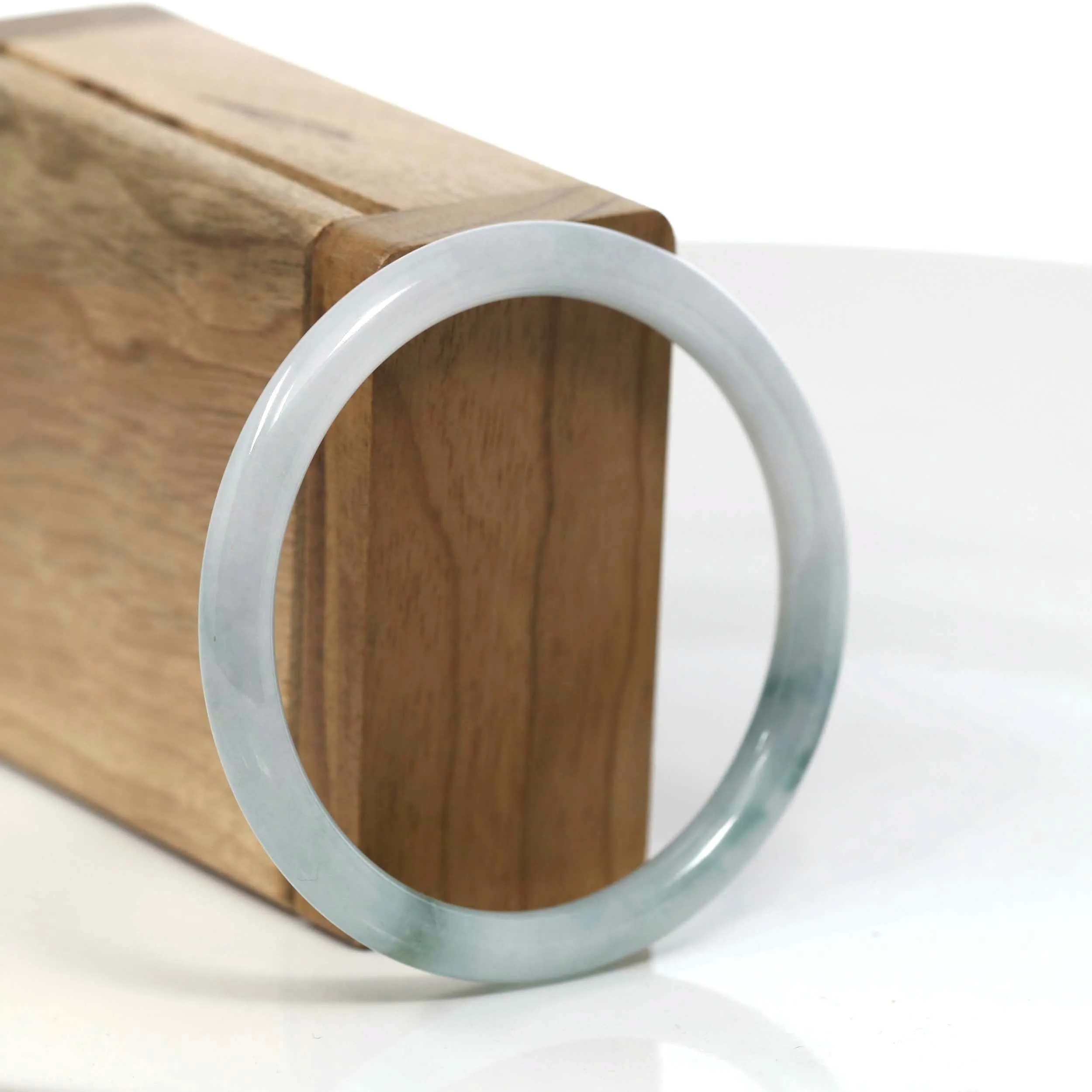 RealJade® Co."Petite" Natural Burmese Blue-green Jadeite Jade Bangle Bracelet (56.19 mm) #T114