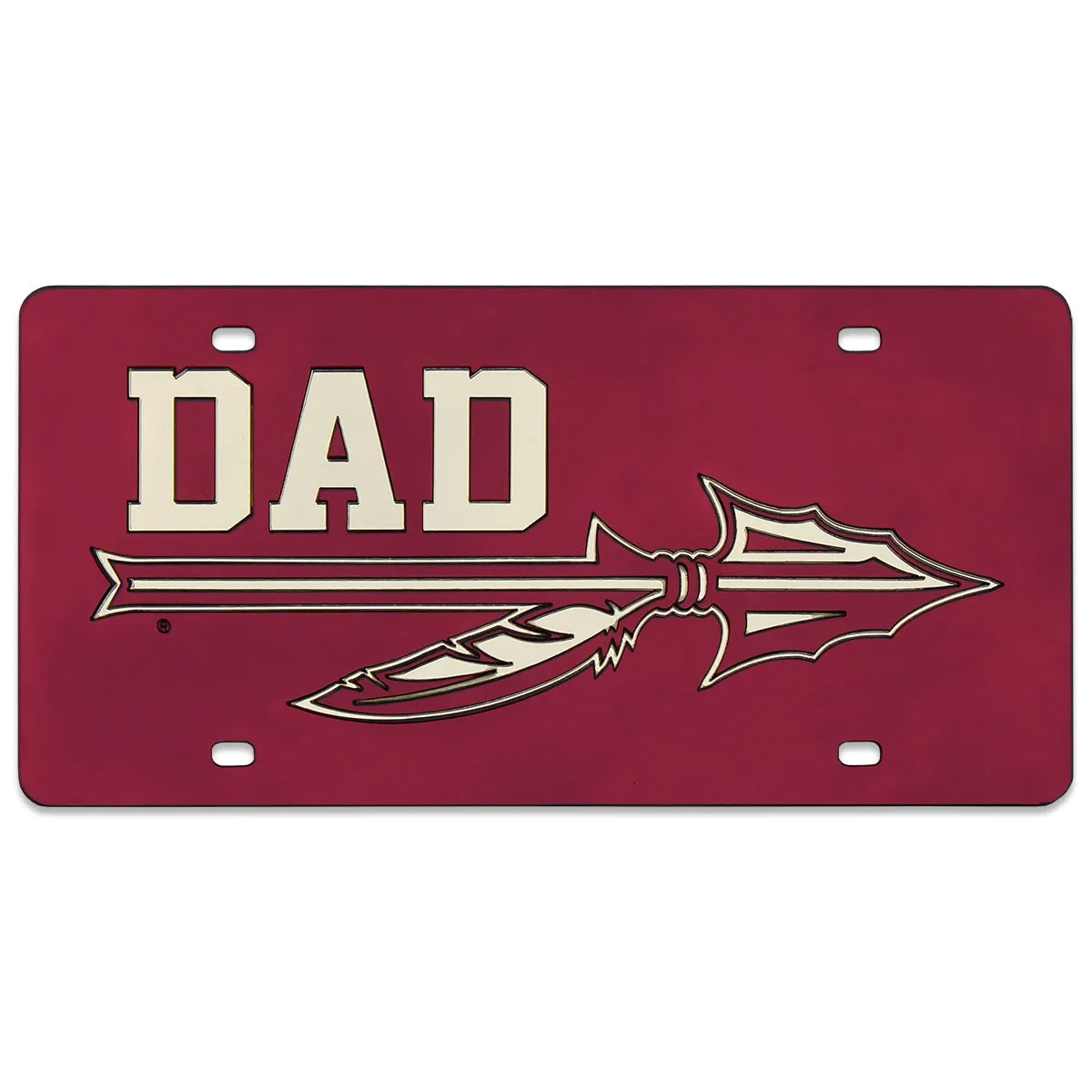 Rico Dad Spear Design Mirrored Acrylic License Plate - Garnet