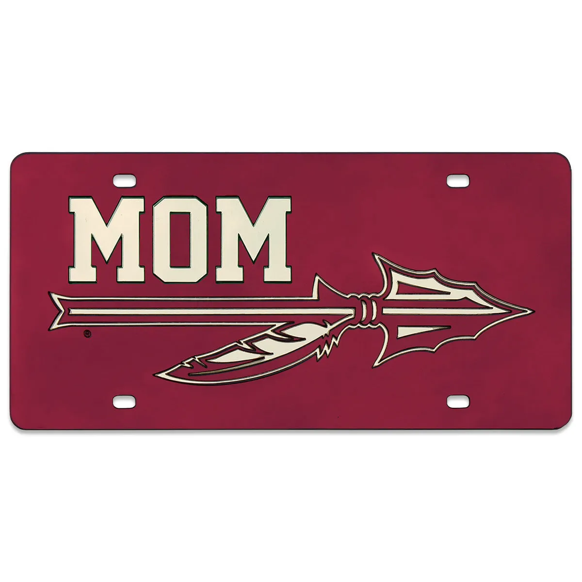 Rico Mom Spear Design Mirrored Acrylic License Plate - Garnet