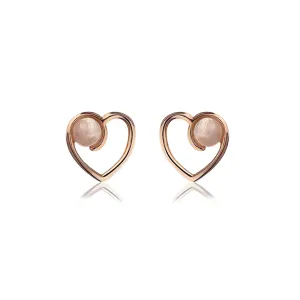 Rose Gold Vermeil Rose Quartz Heart Stud Earrings