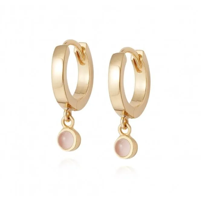 Rose Quartz Healing Huggie Hoops 18ct Gold Plate Earrings HE3005_GP