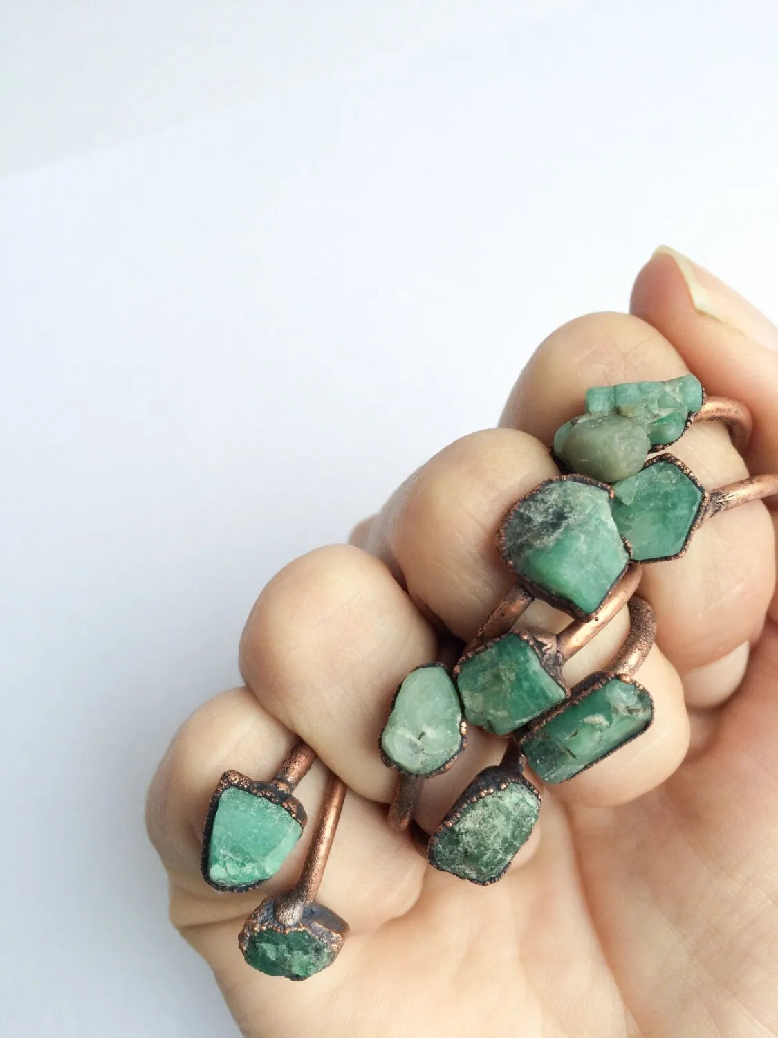 Rough emerald ring | Raw Emerald birthstone ring