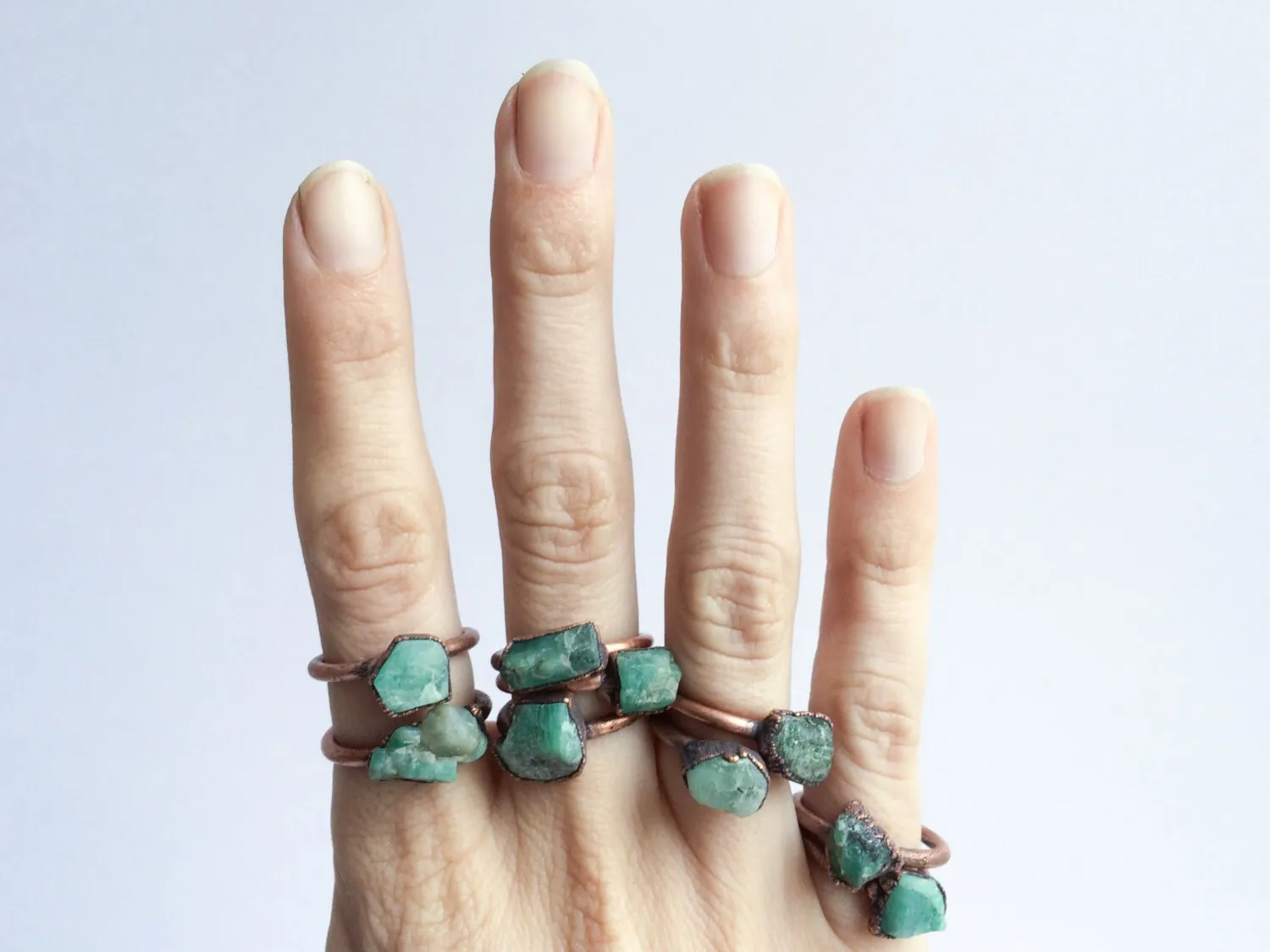 Rough emerald ring | Raw Emerald birthstone ring