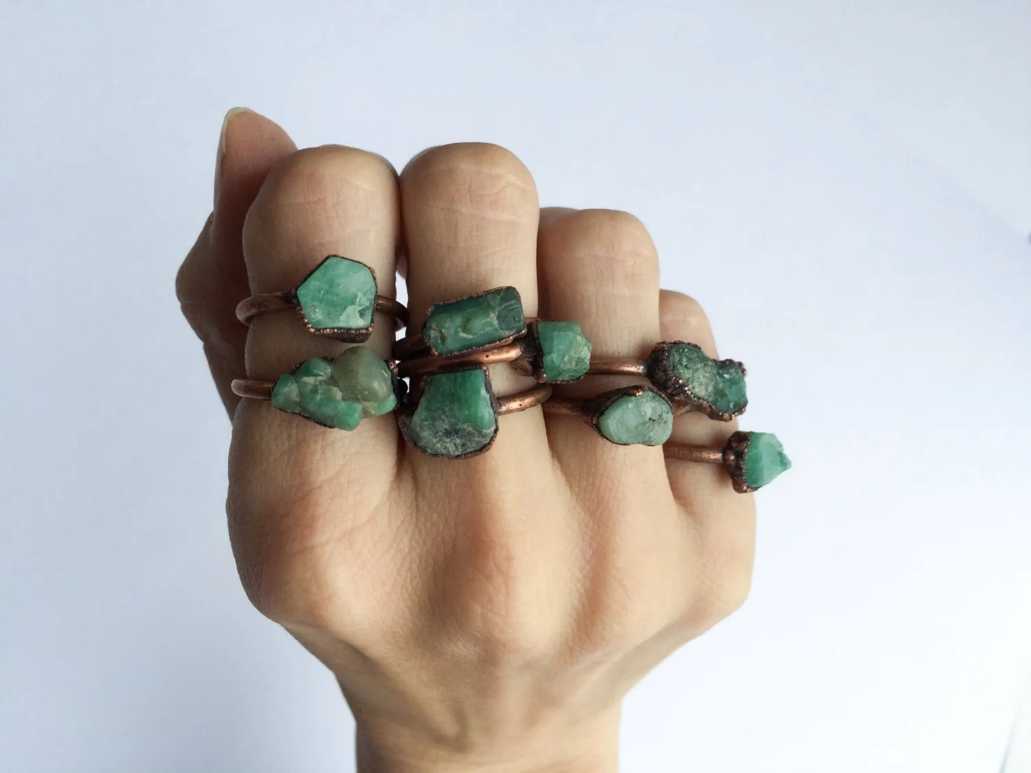 Rough emerald ring | Raw Emerald birthstone ring