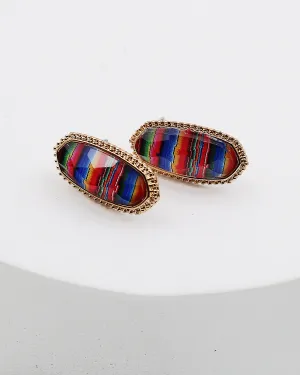 Serape Print Faceted Stud Earrings