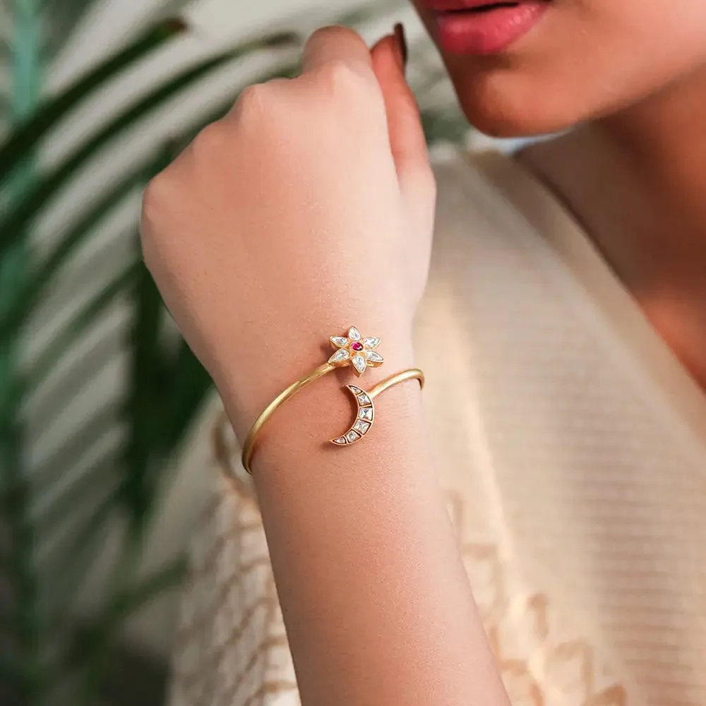 Silver 92.5 Chand And Star Cuff