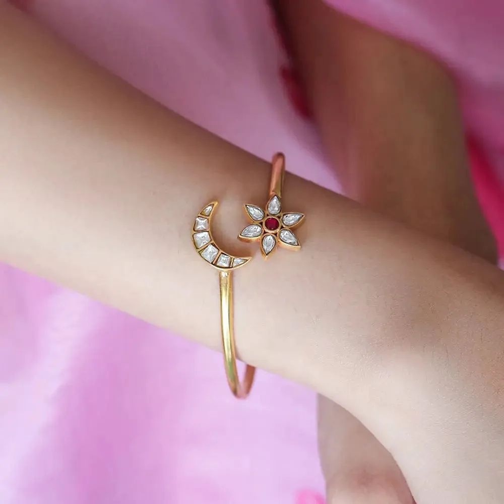 Silver 92.5 Chand And Star Cuff