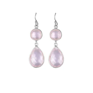 Silver And Rose Quartz Earrings