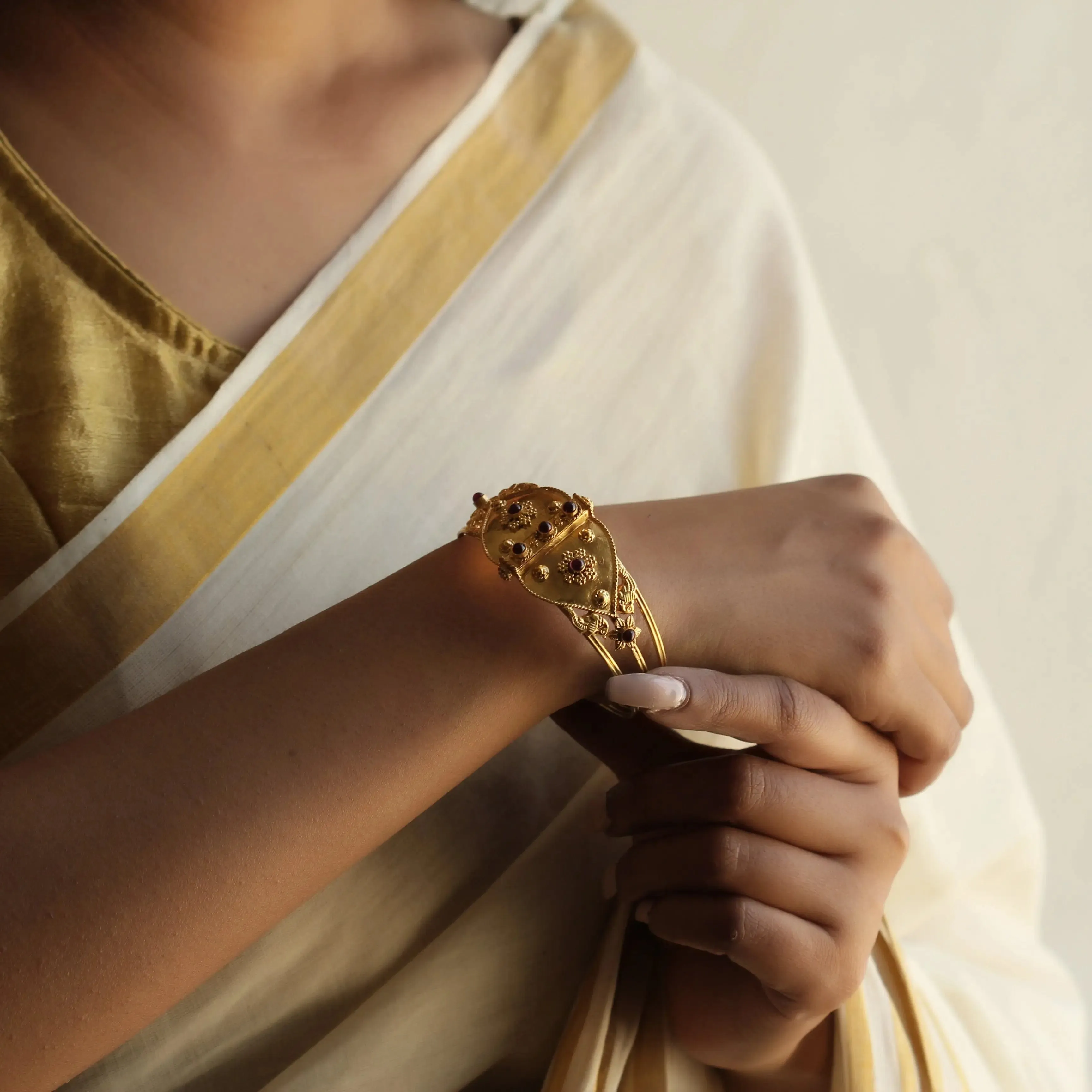 Silver gold plated traditional bangle