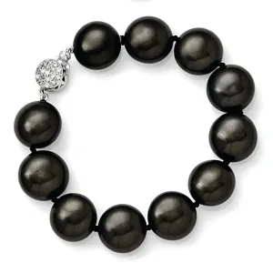 Silver Majestik Coin Black Shell Pearl Bracelet