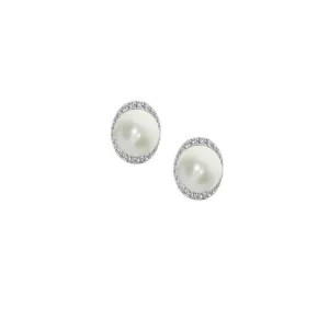 Silver Pearl moonlight stud earrings