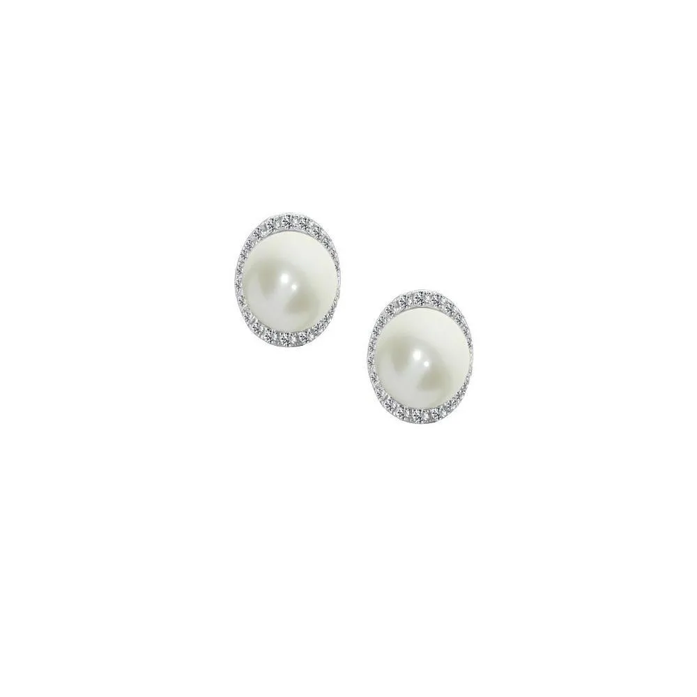 Silver Pearl moonlight stud earrings