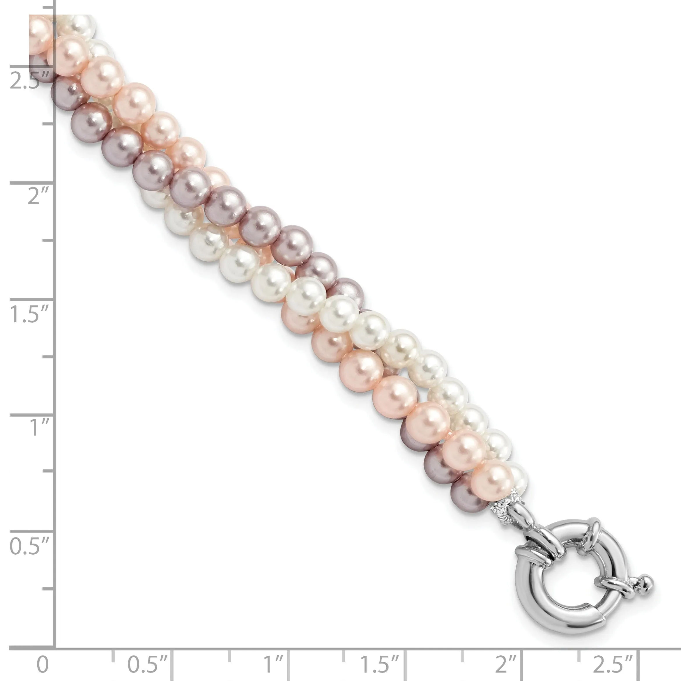 Silver Purple White Pink Shell Pearl Bracelet