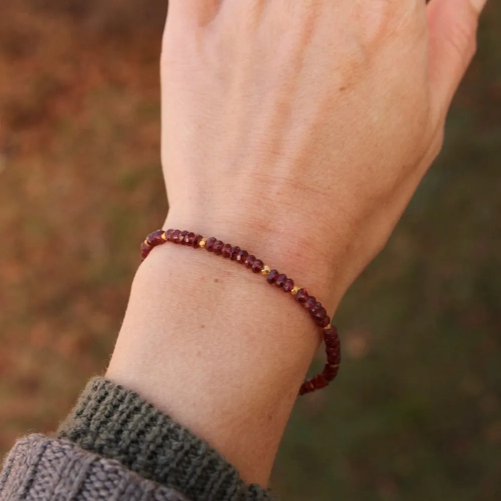 Single Red Garnet Strand Bracelet