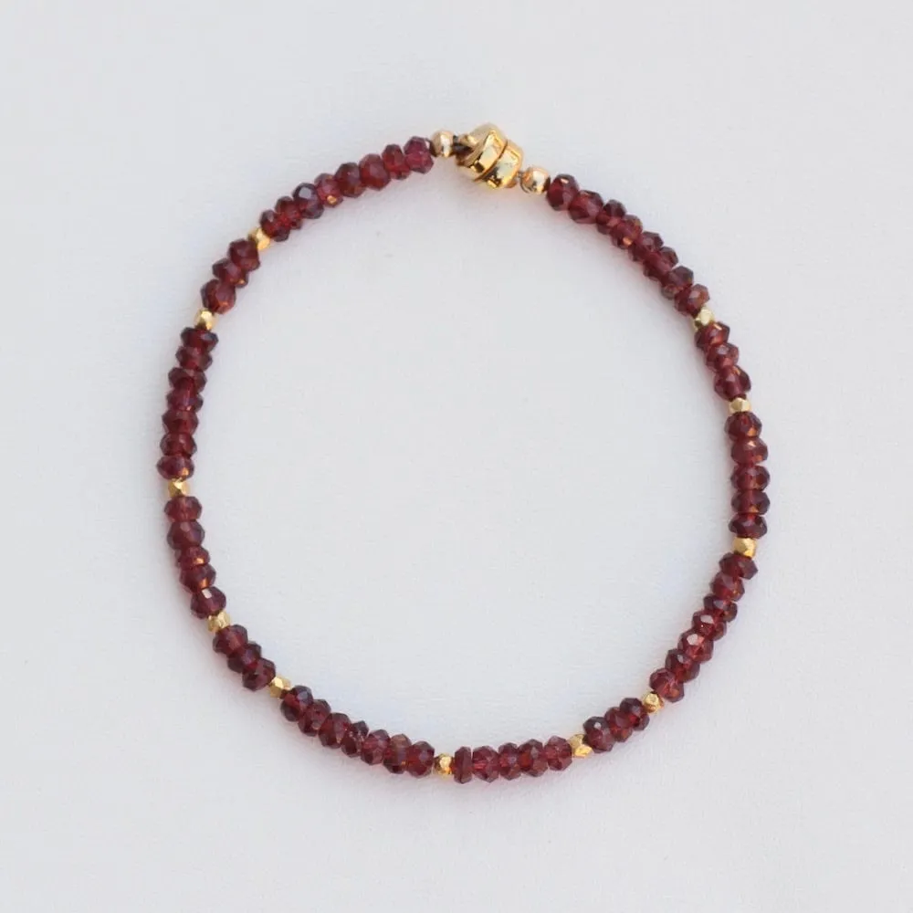 Single Red Garnet Strand Bracelet