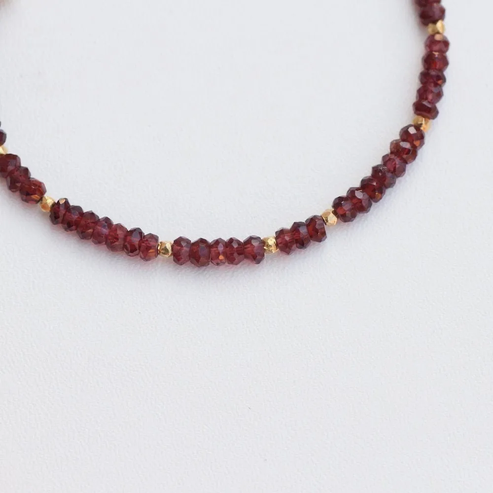 Single Red Garnet Strand Bracelet