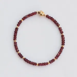 Single Red Garnet Strand Bracelet