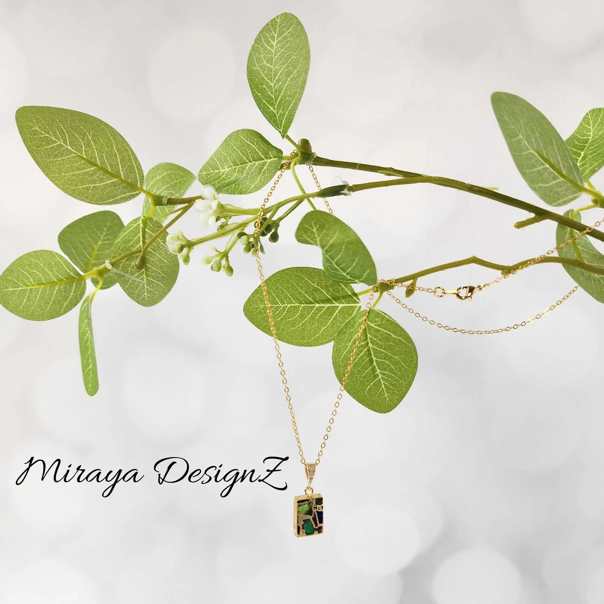Small Rectangle Mojave Turquoise Necklace - MultiColor