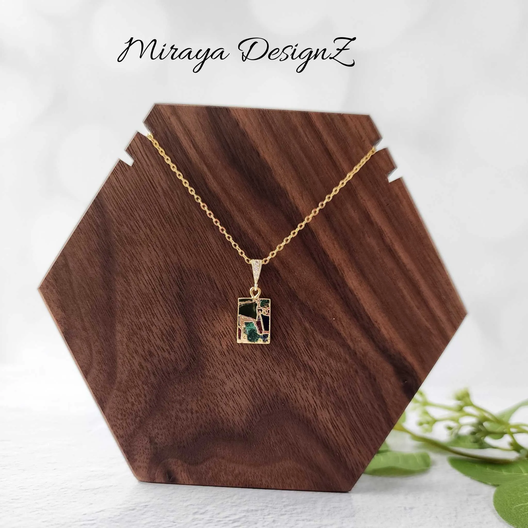 Small Rectangle Mojave Turquoise Necklace - MultiColor