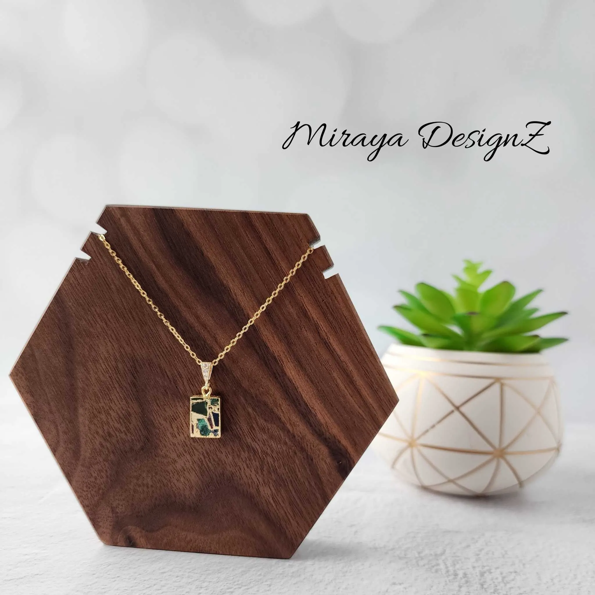 Small Rectangle Mojave Turquoise Necklace - MultiColor