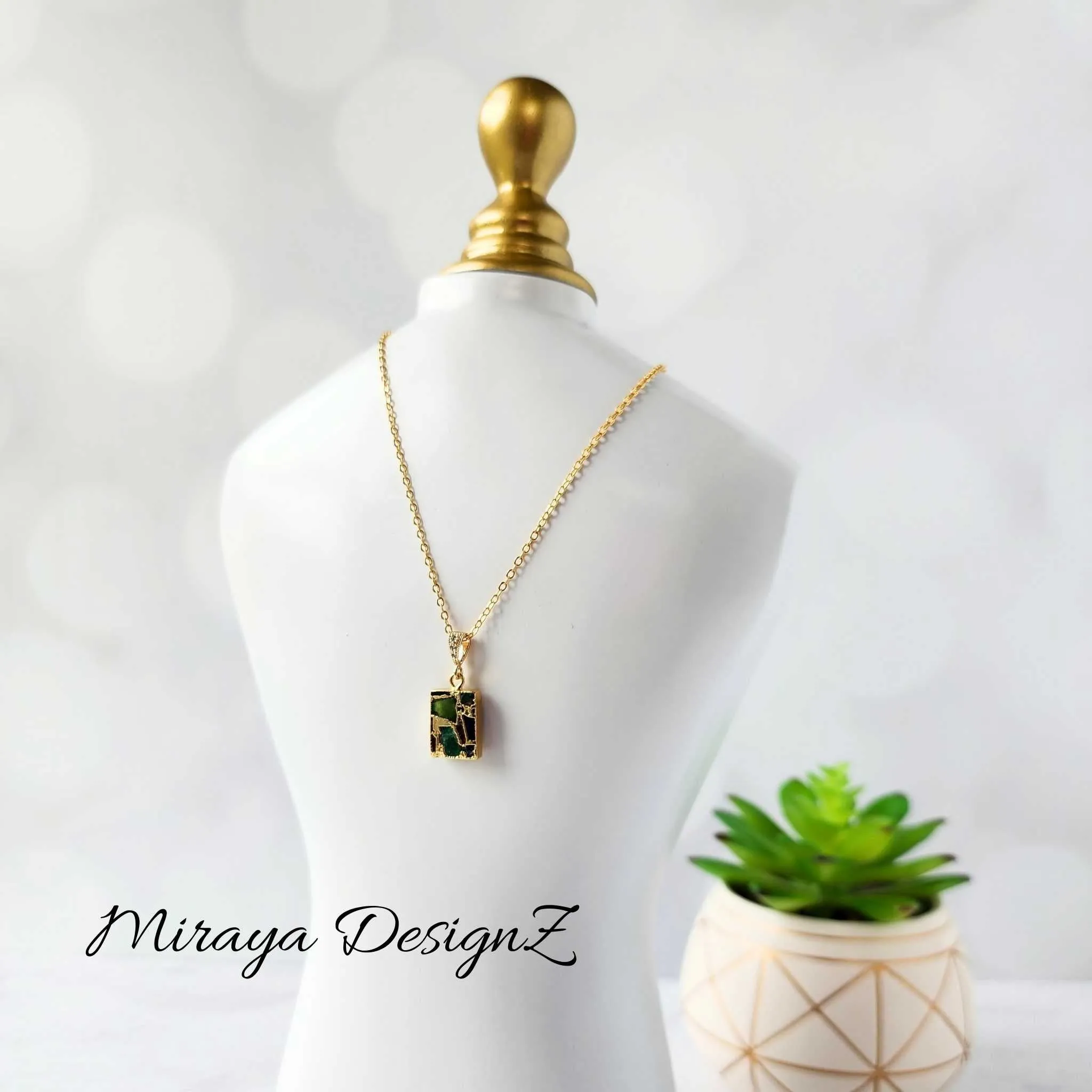 Small Rectangle Mojave Turquoise Necklace - MultiColor