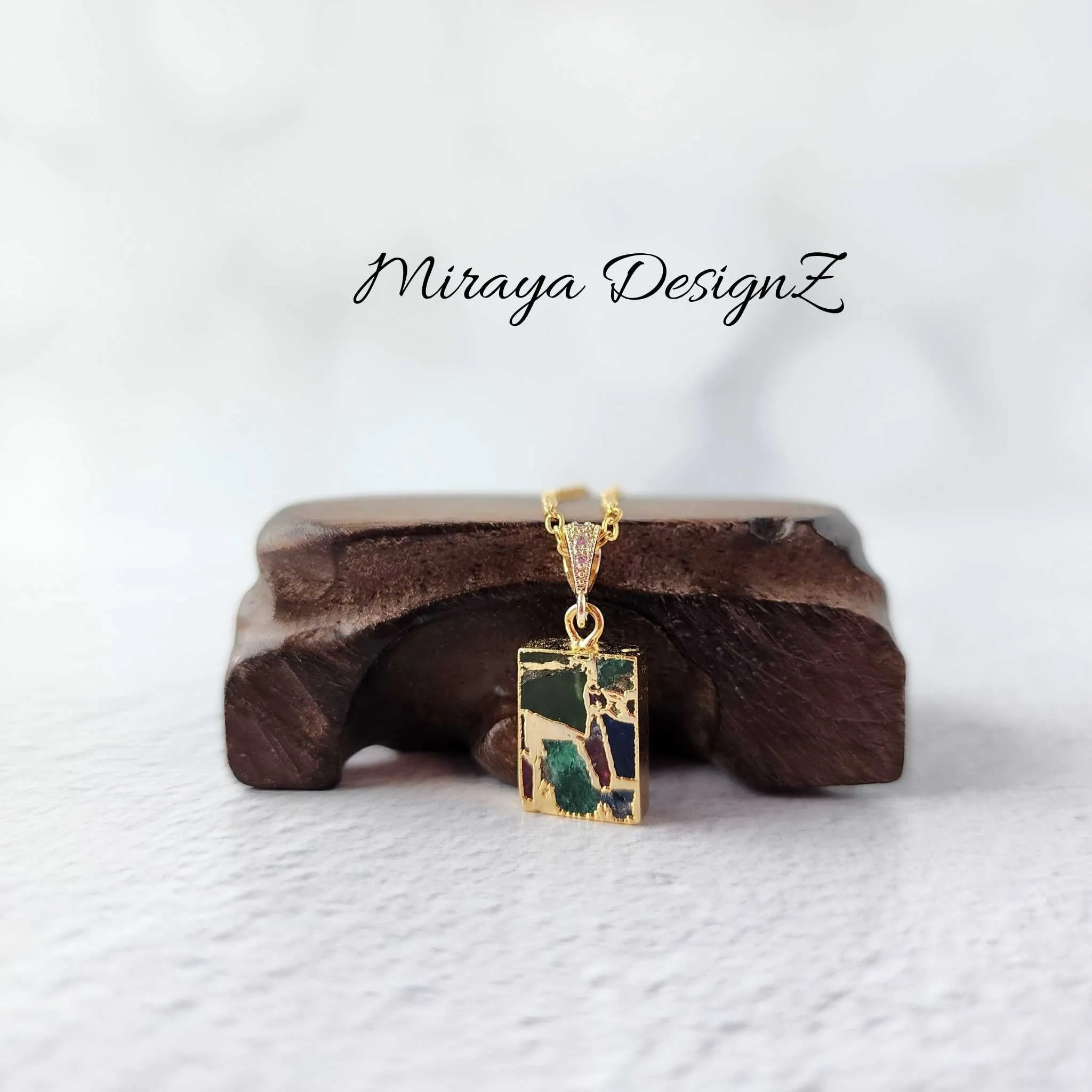 Small Rectangle Mojave Turquoise Necklace - MultiColor