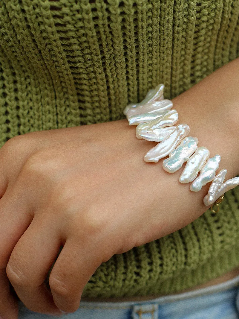 Square Uniquely Shaped Baroque Pearl Bracelet