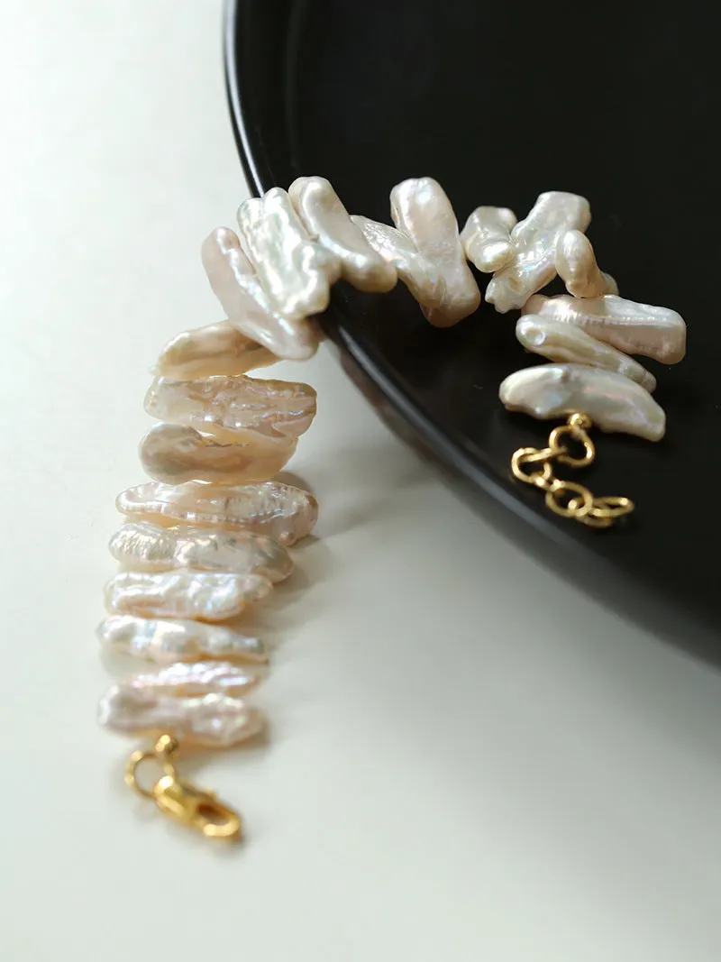Square Uniquely Shaped Baroque Pearl Bracelet