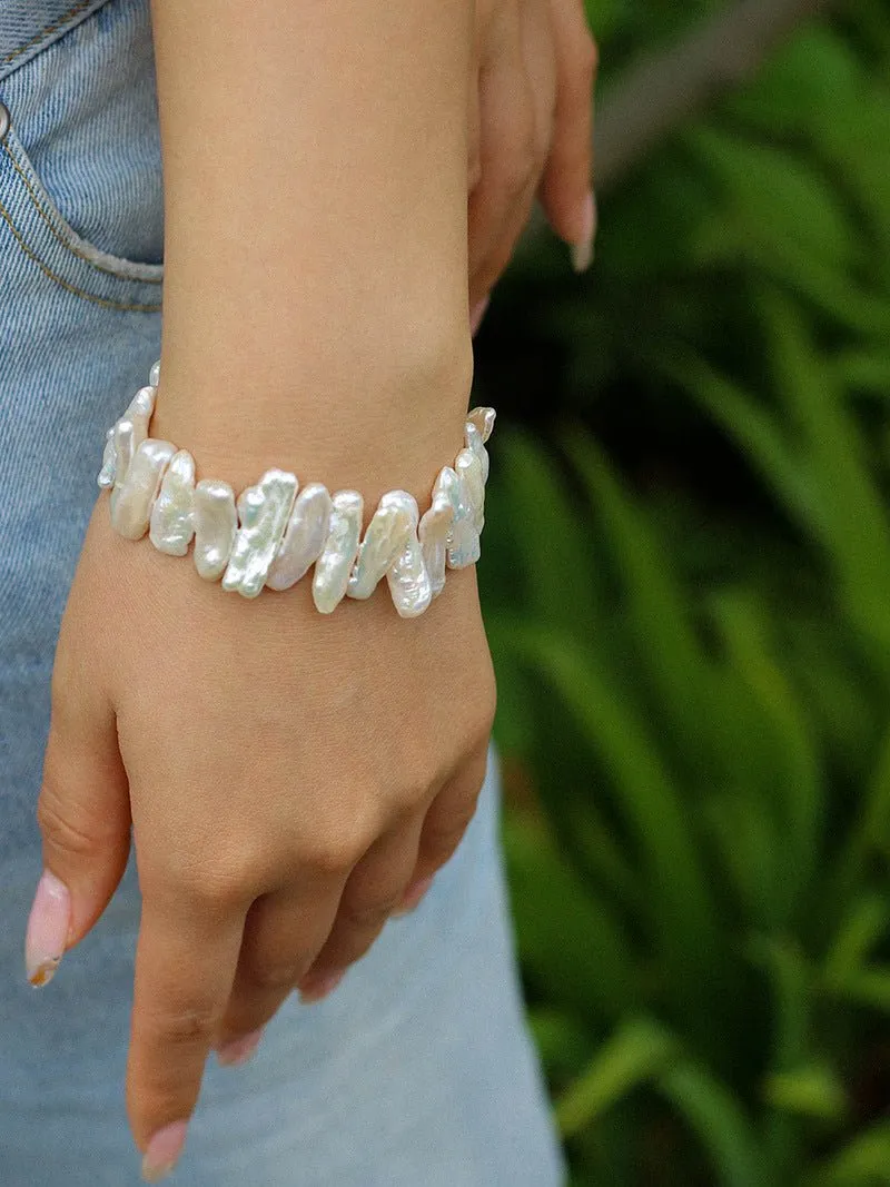 Square Uniquely Shaped Baroque Pearl Bracelet