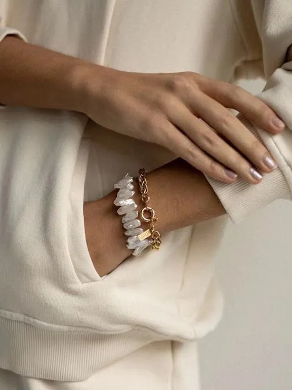 Square Uniquely Shaped Baroque Pearl Bracelet