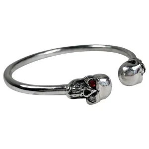 Sterling Silver Gemstone Skull Biker Cuff