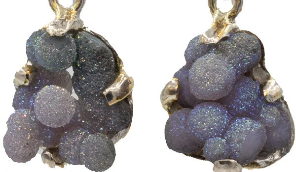 Sterling Silver Grape Chalcedony Drusy Earrings
