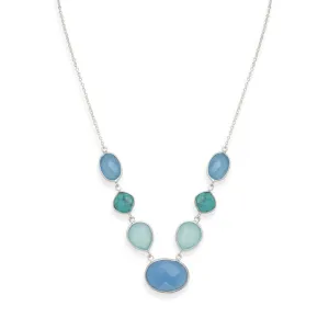 Sterling Silver Natural Turquoise and Chalcedony Necklace
