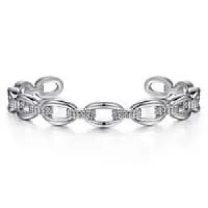 Sterling Silver Oval Link Cuff Bracelet Size 6.25