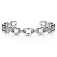 Sterling Silver Oval Link Cuff Bracelet Size 6.25