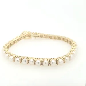 Sterling Silver Pearl Tennis Bracelet
