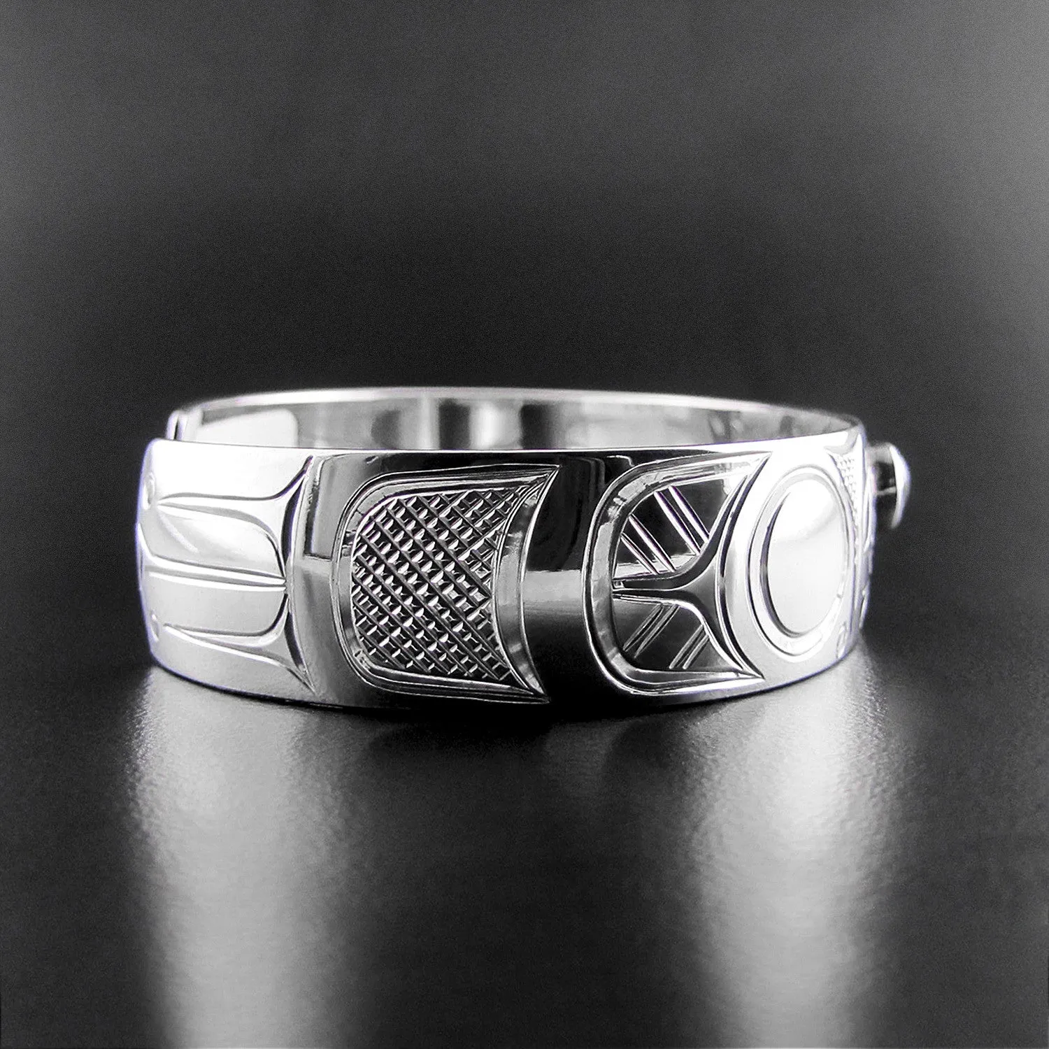 Sterling Silver Raven Bracelet with Garnet