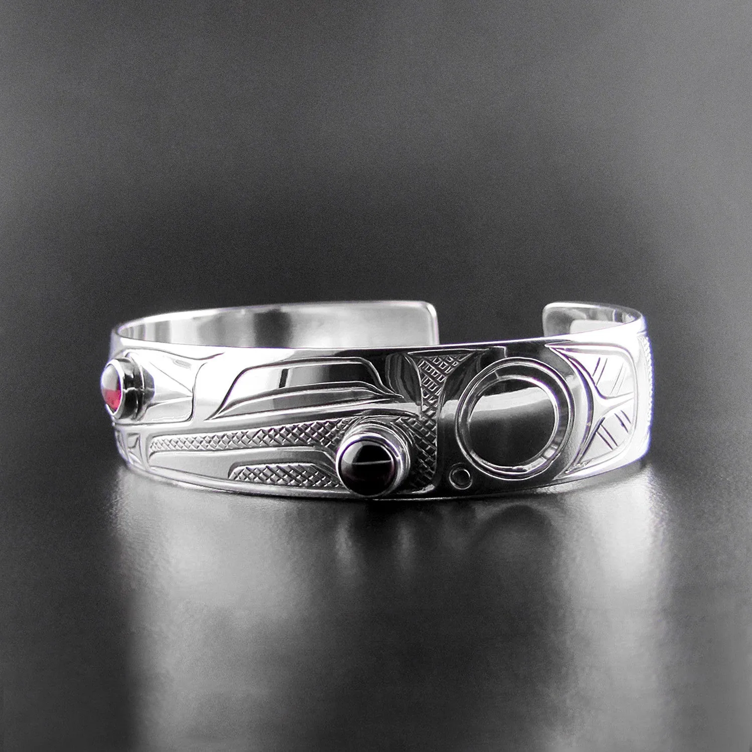 Sterling Silver Raven Bracelet with Garnet