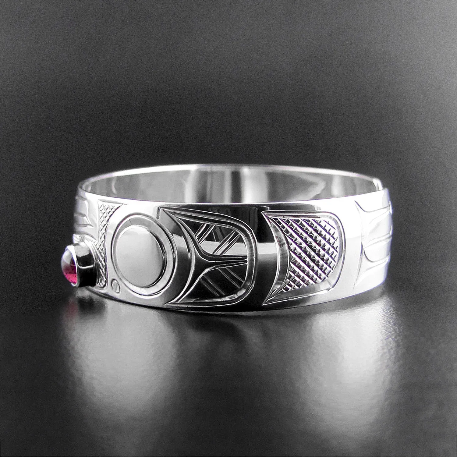Sterling Silver Raven Bracelet with Garnet